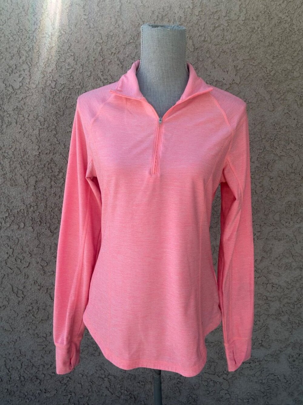 Old Navy Activewear‎ Neon 1/4 Zip Semi-Fitted Pullover Sweater Long Sleeve Top M